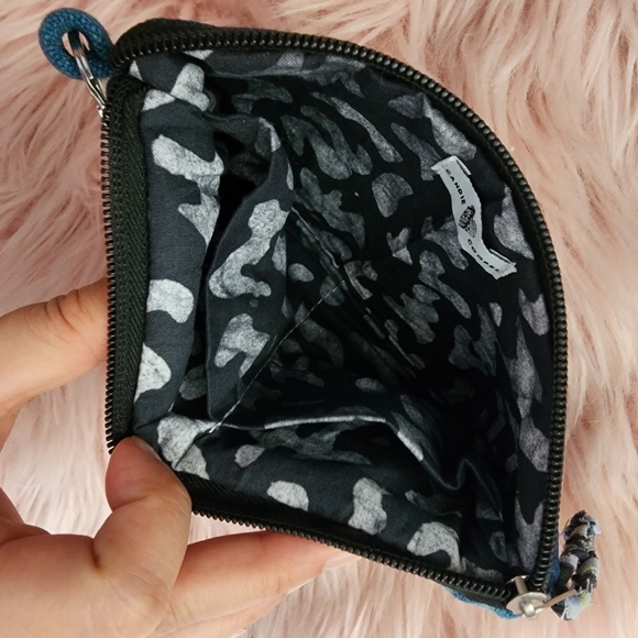 Candie Cooper fabric denim & sequin patchwork zipper pouch clutch purse - Picture 7 of 10